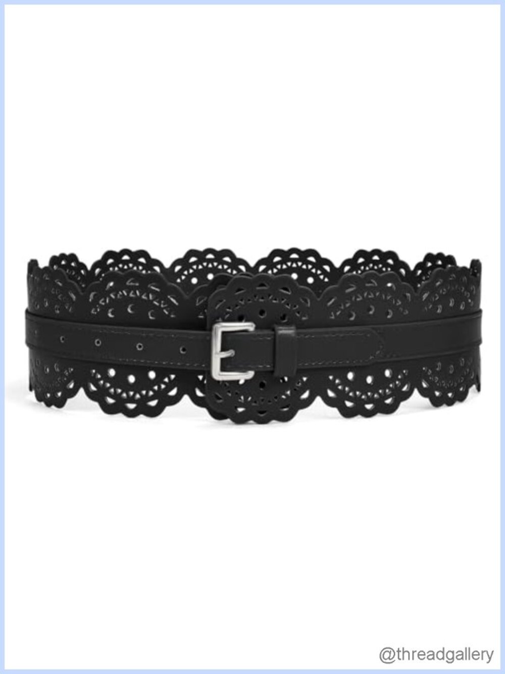 Wide Chunky Faux Leather Waist Belt With Prong Buckle Adjustable